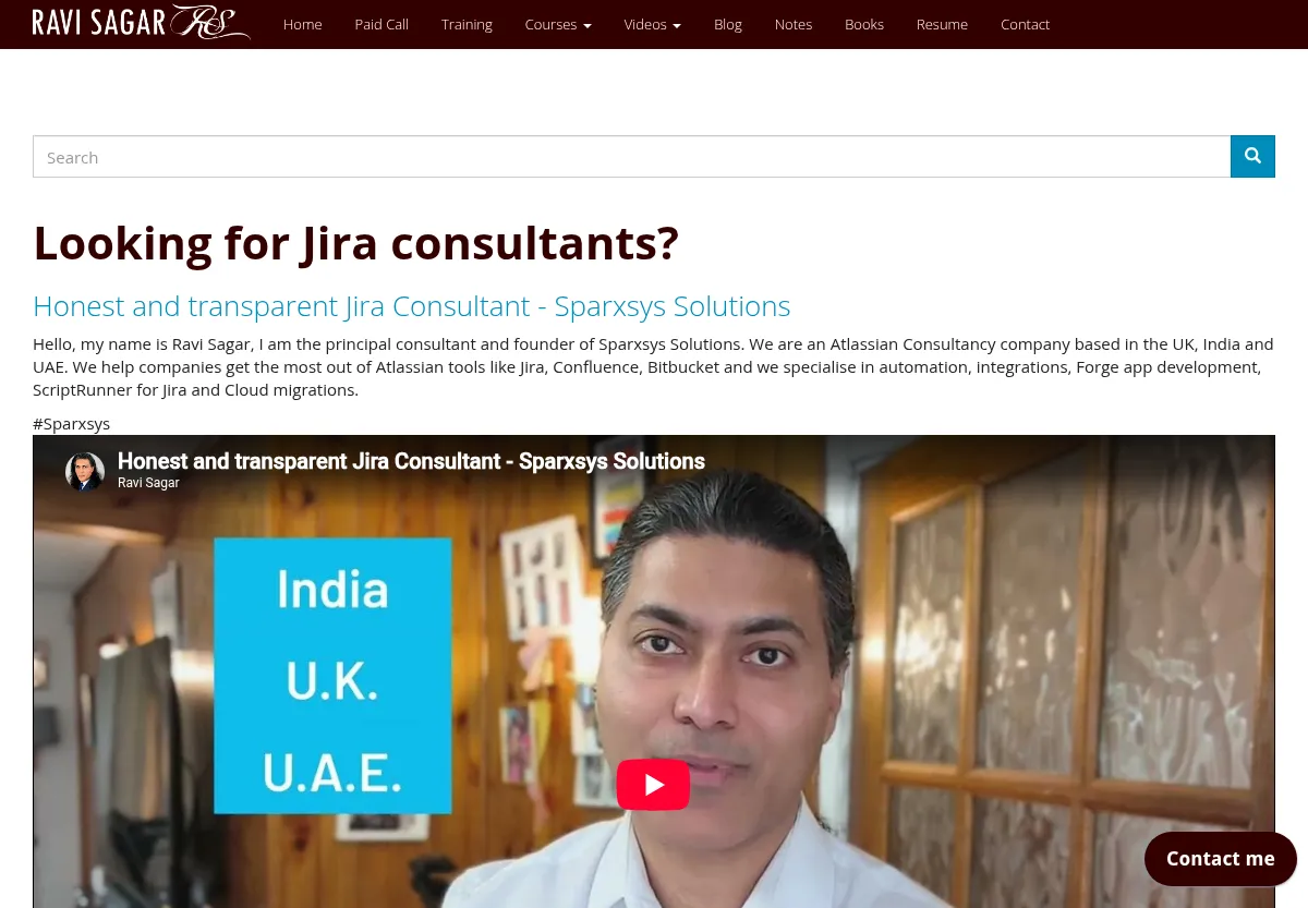 Ravi Sagar website home page preview