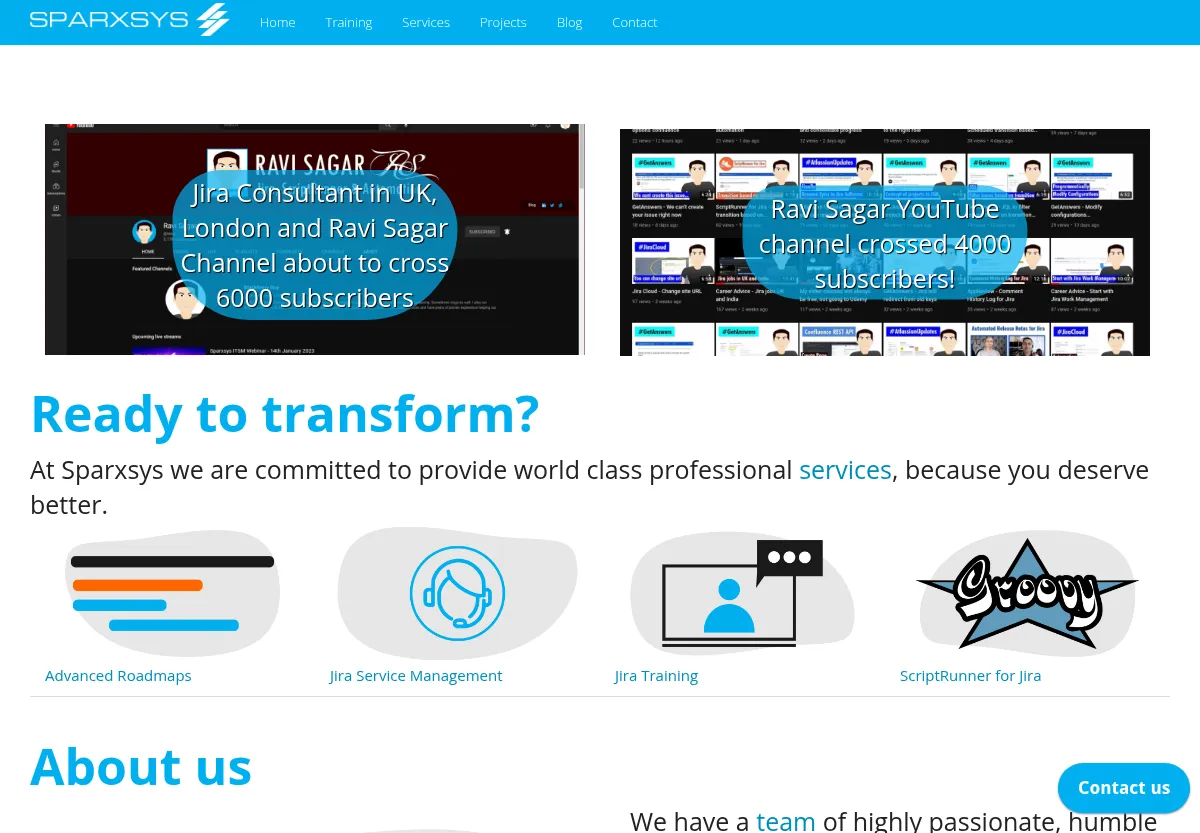 Sparxsys website home page preview